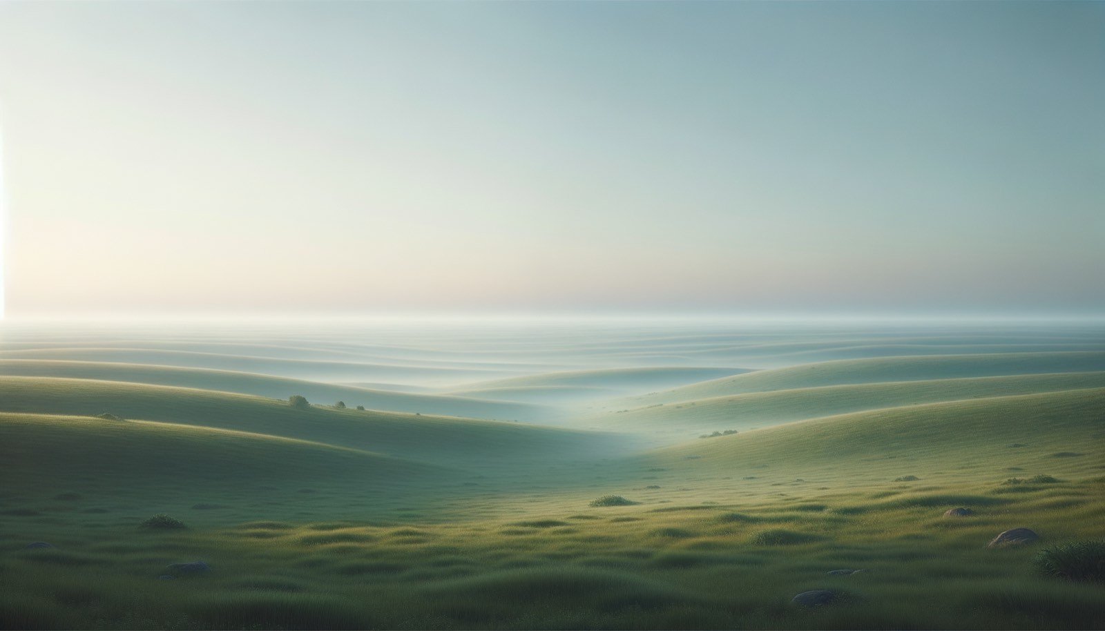 Soft green rolling land meeting the calm water of the Peel estuary at dawn